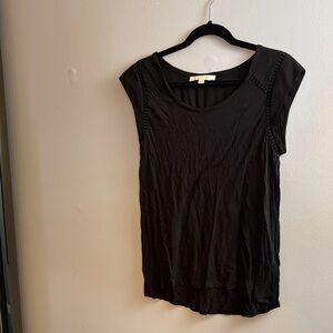 LOFT Black Cap Sleeve Blouse